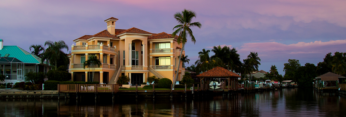 Luxury Waterfront Home near dusk